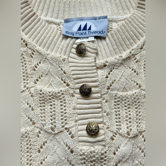 NWT 70s Vintage Bay Point Threads Textured Short Sleeve Knit Sweater size L - Picture 3 of 10